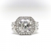 Asscher Cut Moissanite Engagement Ring Estate 4.63ct t.w. Michael Beaudry Diamond Vintage Style Setting Anniversary Wedding Ring Platinum