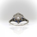 Art Deco Diamond and French Cut Synthetic Sapphire Engagement Hexagonal Ring 18k