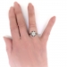 Art Deco Diamond and French Cut Synthetic Sapphire Engagement Hexagonal Ring 18k