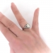 Art Deco Diamond and French Cut Synthetic Sapphire Engagement Hexagonal Ring 18k