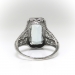 Art Deco Mixed Cut Rectangular Aquamarine Filigree Ring 18K