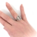 Art Deco Mixed Cut Rectangular Aquamarine Filigree Ring 18K