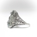 Art Deco Mixed Cut Rectangular Aquamarine Filigree Ring 18K