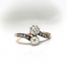 Antique Diamond Pearl Ring Art Nouveau 1900's .43ct t.w. Toi Et Moi Bypass Old European Cut Birthstone Wedding Ring 14k Rose Gold Silver