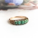 Antique Victorian Greenish Turquoise and Rose Cut Diamond Ring 1880's Stacking Band Birthstone Ring 18k Yellow Gold