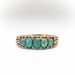 Antique Victorian Greenish Turquoise and Rose Cut Diamond Ring 1880's Stacking Band Birthstone Ring 18k Yellow Gold
