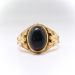 Antique Victorian Bloodstone Ring With Acanthus Leaves 14K Yellow Gold