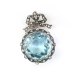 Edwardian 13.13ct t.w. Belle Epoque Aquamarine Rose Cut Diamond Bow Motif Antique Pendant Sterling Silver