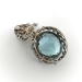 Edwardian 13.13ct t.w. Belle Epoque Aquamarine Rose Cut Diamond Bow Motif Antique Pendant Sterling Silver