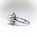 Antique French Pearl Ring with Diamond Halo Platinum