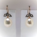 Edwardian Rose Cut Diamond and Baroque South Sea Cultured Pearl Drop Earrings 14K and Silver