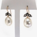 Edwardian Rose Cut Diamond and Baroque South Sea Cultured Pearl Drop Earrings 14K and Silver