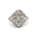 Vintage Diamond Cocktail Ring Art Deco 1930's Old Cut Diamond Filigree Ring 18k White Gold