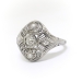 Vintage Diamond Cocktail Ring Art Deco 1930's Old Cut Diamond Filigree Ring 18k White Gold