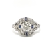 Art Deco Diamond and Sapphire Filigree Engagement Ring Platinum