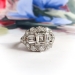 Art Deco Step Cut Diamond with Mixed Diamond Accents Anniversary or Engagement Ring Platinum
