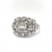Art Deco Step Cut Diamond with Mixed Diamond Accents Anniversary or Engagement Ring Platinum