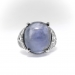 Art Deco Star Sapphire and Mixed Diamond Cocktail Ring Platinum