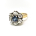 Antique Victorian Blue Sapphire and Diamond Flower Halo Ring 18K Silver
