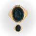 Antique Victorian Intaglio Bloodstone Wax Seal Initial R or B Ring 18K