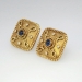 Lovely Estate Etruscan Cabochon Sapphire & Diamond Earrings 18k