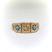 Antique Victorian Rose Cut Diamond Turquoise Star-Set Three Stone Gypsy Ring 10K