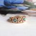 Antique Victorian Rose Cut Diamond Turquoise Star-Set Three Stone Gypsy Ring 10K