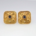Lovely Estate Etruscan Cabochon Sapphire & Diamond Earrings 18k