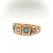 Antique Victorian Rose Cut Diamond Turquoise Star-Set Three Stone Gypsy Ring 10K