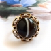 Antique Victorian Banded Agate Seed Pearl Ring 18K 10K