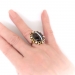 Antique Victorian Banded Agate Seed Pearl Ring 18K 10K