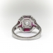 Art Deco 1.17ct.tw. Diamond Ruby Checkerboard Octagonal Ring Platinum