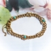 Vintage Turquoise Diamond Link Bracelet 15ct Yellow Gold Fits 7 Inch Wrist