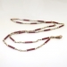 Antique Red and White Enamel Cylinder Link Necklace with Seed Pearls 24 Inches 18K With 10K Clasps