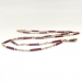 Antique Red and White Enamel Cylinder Link Necklace with Seed Pearls 24 Inches 18K With 10K Clasps
