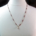 Antique Red and White Enamel Cylinder Link Necklace with Seed Pearls 24 Inches 18K With 10K Clasps