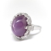 Art Deco 14.11ct.tw. Purple Star Sapphire And Mixed Cut Diamond Platinum Cocktail Ring