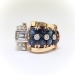 Retro 3.46ct.tw. Sapphire Flower and Diamond Cocktail Ring 14K Yellow and Rose Gold Platinum
