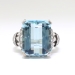 Vintage Retro 1940s 9.23 ct t.w. Emerald Cut Aquamarine Diamond Ring Platinum 