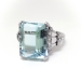 Vintage Retro 1940s 9.23 ct t.w. Emerald Cut Aquamarine Diamond Ring Platinum 