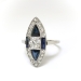 Vintage Art Deco 1930's 1.45 ct t.w. Sapphire Old European Cut Diamond Navette Cocktail Ring 18K