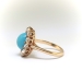 Antique Art Nouveau 3.64 ct.tw. Turquoise Old European Cut Diamond Halo Ring 14K Yellow Gold
