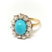 Antique Art Nouveau 3.64 ct.tw. Turquoise Old European Cut Diamond Halo Ring 14K Yellow Gold