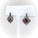 Antique Victorian 4.32 ct. tw. Emerald Cut Garnet and Old European Cut Diamond Halo Earrings Silver Over 14k