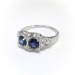 Art Deco Toi et Moi Blue Sapphire and Diamond Filigree Ring Platinum