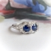 Art Deco Toi et Moi Blue Sapphire and Diamond Filigree Ring Platinum
