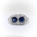 Art Deco Toi et Moi Blue Sapphire and Diamond Filigree Ring Platinum