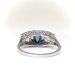 Art Deco Blue Topaz and Diamond Filigree Ring 18K White Gold