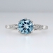 Estate Blue Topaz & Diamond Crown Solitaire Ring 18k