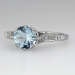 Estate Blue Topaz & Diamond Crown Solitaire Ring 18k
